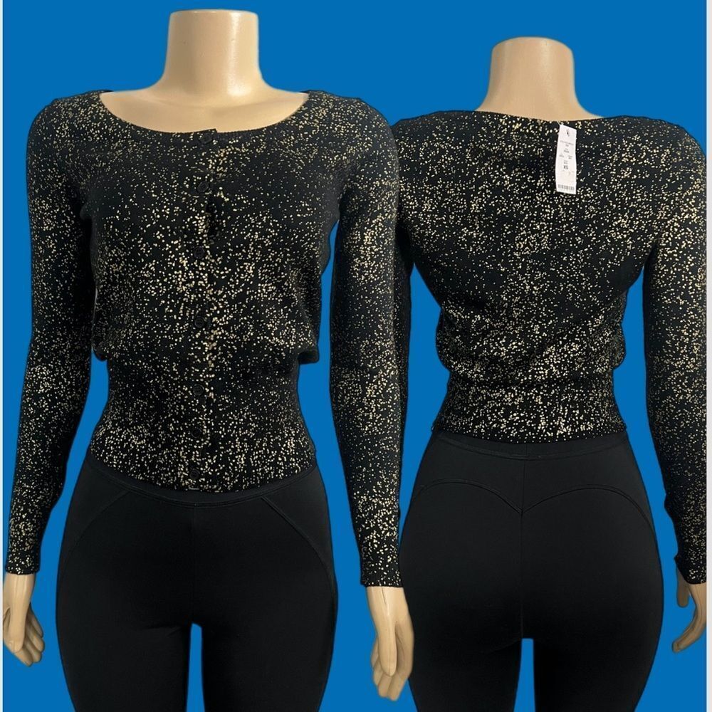 2B Bebe Long Sleeve Fleck Metallic Sweater – New With Tags black / gold Xsmall